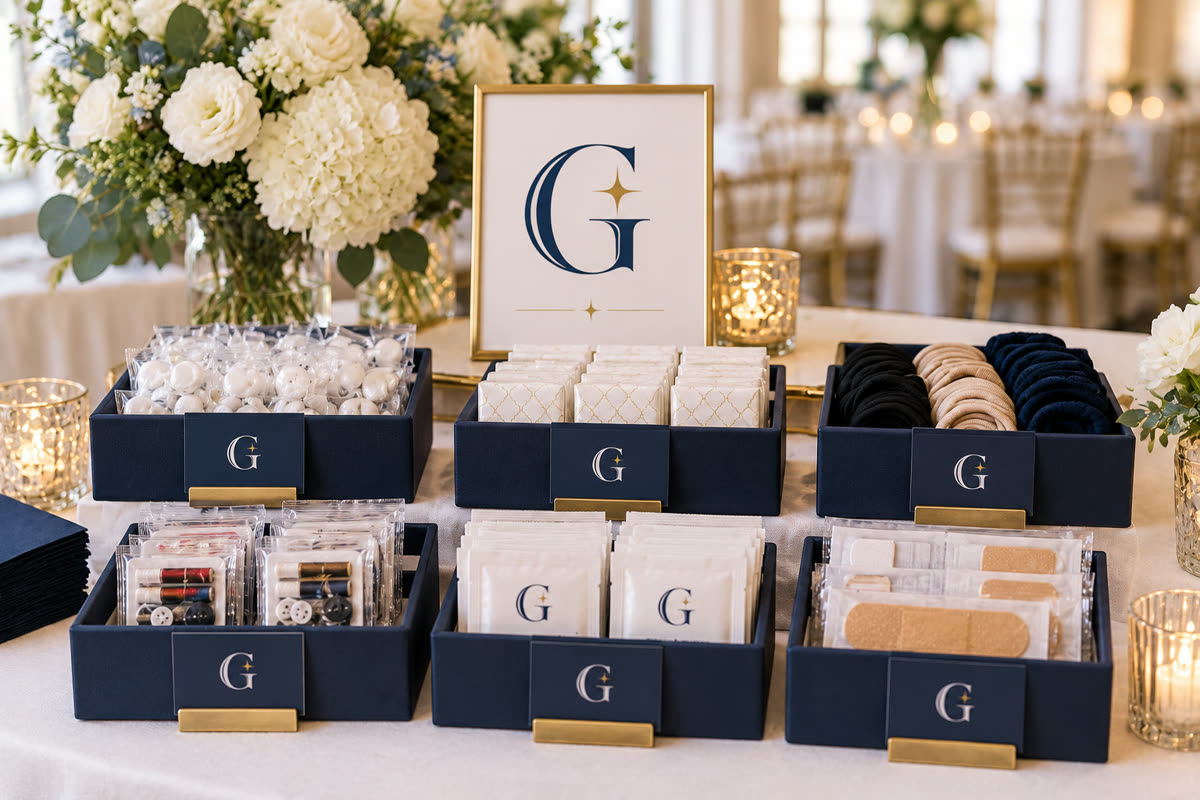 The Guest Edit Guest Rescue and Essentials service scene with navy and gold G branding