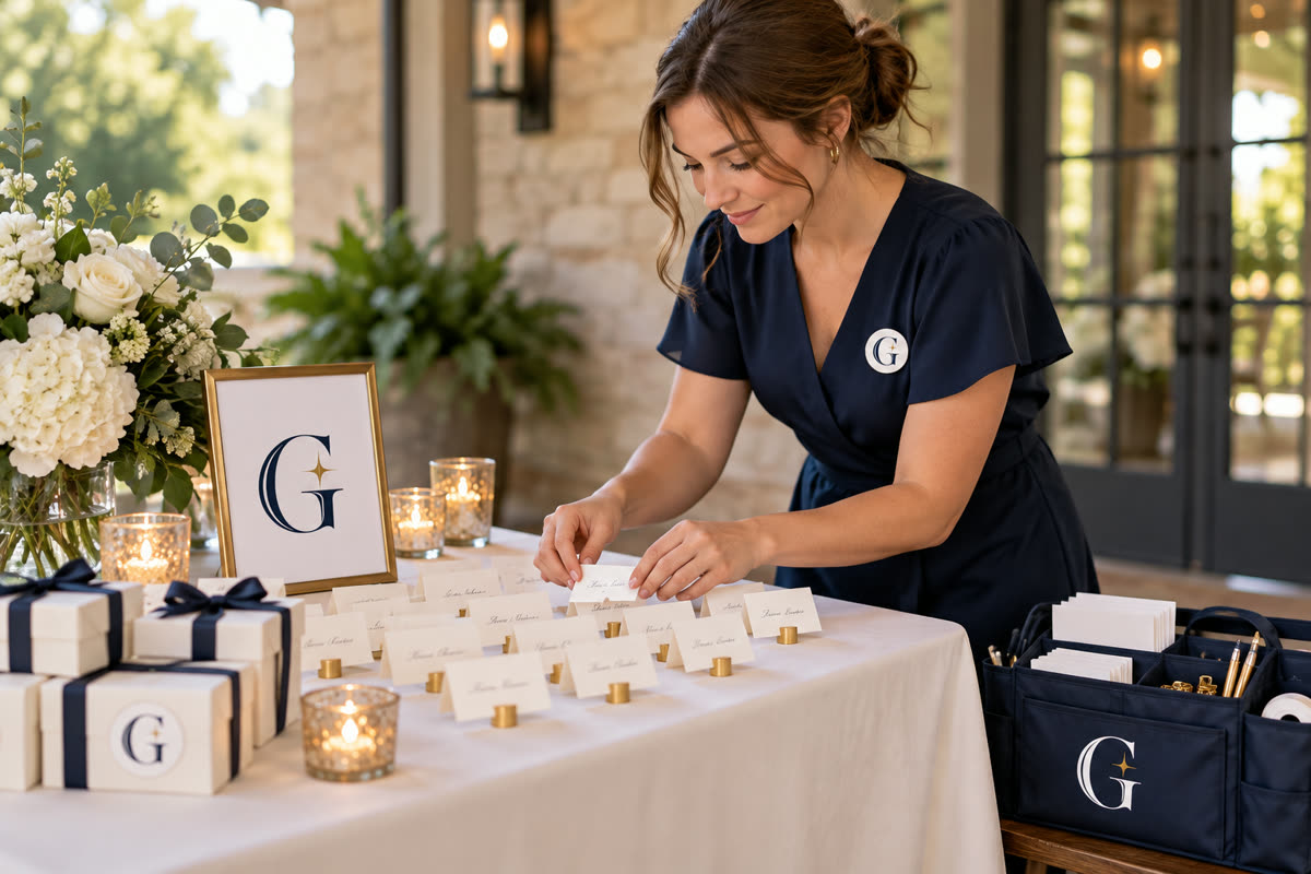 The Guest Edit Event Detail Support service scene with navy and gold G branding